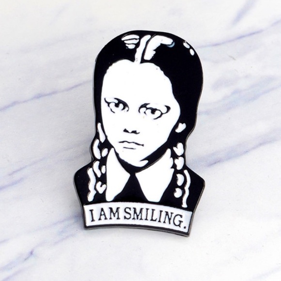 Jewelry - BOGO! Wednesday Adams “I Am Smiling” Pin Gothic